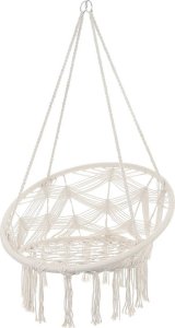 Saska Garden HAMAK AŻUROWY FOTEL WISZĄCY BOCIANIE GNIAZDO 80x60CM BIAŁY NEW STYL 3