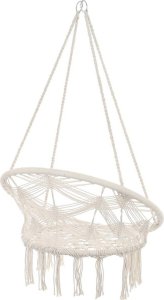 Saska Garden HAMAK AŻUROWY FOTEL WISZĄCY BOCIANIE GNIAZDO 80x60CM BIAŁY NEW STYL 5