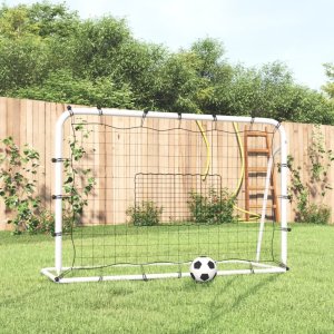 vidaXL Rebounder do piłki nożnej, biało-czarny, 184x61x123 cm, stal/PE 1