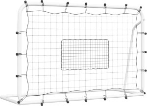 vidaXL Rebounder do piłki nożnej, biało-czarny, 184x61x123 cm, stal/PE 2