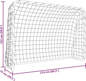 vidaXL vidaXL Bramka piłkarska z siatką, biała, 214x75x152 cm 7
