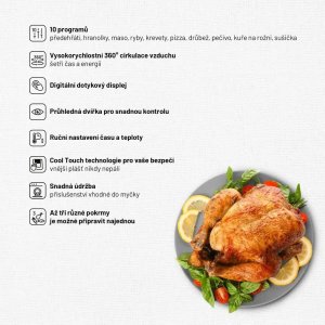 Frytkownica beztłuszczowa Lauben Air Fryer Oven 1500SB 3