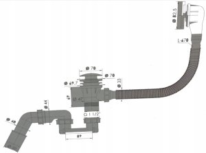 Syfon Tycner Syfon wannowy klik-klak przelew mosiądz czarny mat 2