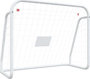 vidaXL Bramka piłkarska z siatką, biała 125x96x60 cm, stal i poliester 2