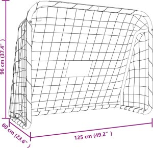 vidaXL Bramka piłkarska z siatką, biała 125x96x60 cm, stal i poliester 7