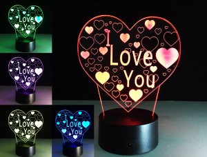 TECKIN Lampka nocna 3D LED "I LOVE YOU" mała 1