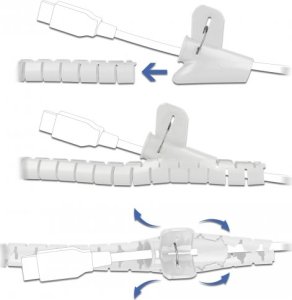 Organizer Delock Wąż spiralny z narzędziem do wciągania 2,5m x 15mm biały 2