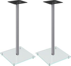 vidaXL vidaXL Stojaki pod głośniki, 2 szt, srebrne, szkło hartowane, 1 słupek 2