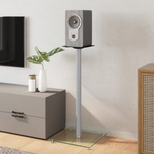 vidaXL vidaXL Stojaki pod głośniki, 2 szt, srebrne, szkło hartowane, 1 słupek 3