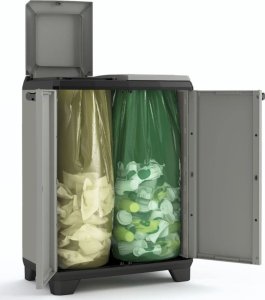 Szafa ogrodowa Keter Szafka do segregacji śmieci Planet szaro-czarna 5