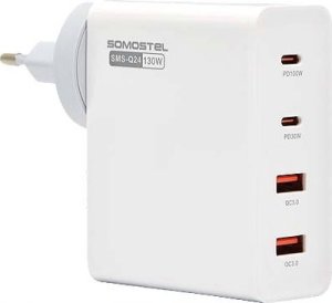 Ładowarka Vega ŁADOWARKA SIECIOWA 130W GaN BIAŁA SOMOSTEL POWER DELIVERY Q24 2XPD + 2XUSB> 1