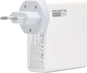 Ładowarka Vega ŁADOWARKA SIECIOWA 130W GaN BIAŁA SOMOSTEL POWER DELIVERY Q24 2XPD + 2XUSB> 3