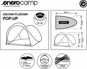 Enero Namiot parawan plażowy turystyczny samorozkładający Enero camp 200x120x110/90cm niebieski 6