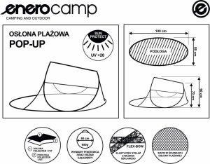 Enero Namiot parawan plażowy samorozkładający 190x80x90/70cm niebieski Enero camp 6