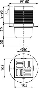 Syfon Rawiplast Kratka ściekowa 105x105/50mm syfon smart 2