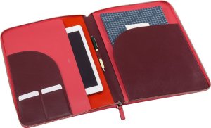 DuDu DUDU Skórzana teczka na dokumenty A4 zapinana na suwak, wielokolorowa Torba biznesowa na konferencję, podróżna Kieszeń na tablet iPad NoSize 4