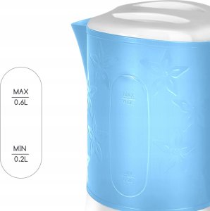 Dell Electric Kettle Plastic Travelling 650W 0.6L Blue（Offline） VDE/Walking Drip 3