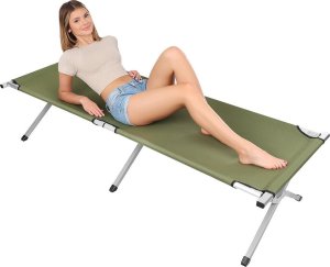 Enero Łóżko turystyczne składane z pokrowcem zielone 4