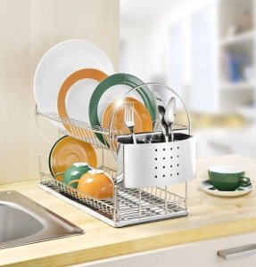 Wenko Ociekacz do naczyń, suszarka na naczynia ze stali nierdzewnej - 2 poziomy, WENKO 3