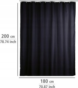 Kleine Wolke Zasłona prysznicowa, tekstylna, kolor czarny, 180x200 cm, WENKO 8