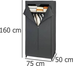 Alpina Szafa tekstylna DEEP BLACK, składana garderoba, 160x75x50cm, WENKO 2