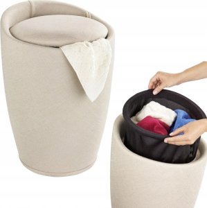 Kosz na pranie Wenko Pufa CANDY BEIGE - kosz na pranie, 2 w 1, WENKO 7