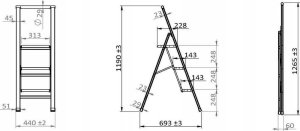 Wenko Aluminiowa drabina, 3-stopniowa - kolor biały, WENKO 18