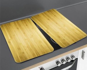Wenko Szklane płyty ochronne WOODEN LOOK na kuchenkę – 2 sztuki, WENKO 5