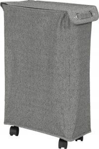 Kosz na pranie Orion Wąski kosz na pranie o pojemności 43l, z poliestru i bawełny, z 4 kółkami i pokrywą z uchwytem do łatwego zamykania i otwierania 11