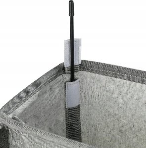 Kosz na pranie Orion Wąski kosz na pranie o pojemności 43l, z poliestru i bawełny, z 4 kółkami i pokrywą z uchwytem do łatwego zamykania i otwierania 5