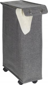 Kosz na pranie Orion Wąski kosz na pranie o pojemności 43l, z poliestru i bawełny, z 4 kółkami i pokrywą z uchwytem do łatwego zamykania i otwierania 9