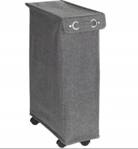 Kosz na pranie Orion Wąski kosz na pranie o pojemności 43l, z poliestru i bawełny, z 4 kółkami i pokrywą z uchwytem do łatwego zamykania i otwierania 10