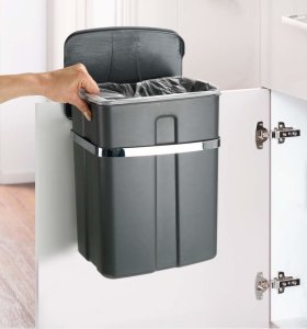 Kosz na pranie Praktyczna Kosz na śmieci, kuchenny, na odpady, śmietnik, wiszący, w kolorze szarym, 12l 11