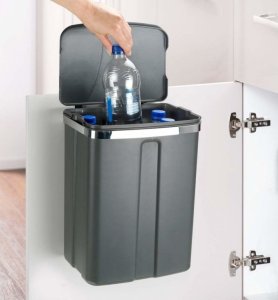 Kosz na pranie Praktyczna Kosz na śmieci, kuchenny, na odpady, śmietnik, wiszący, w kolorze szarym, 12l 12