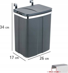 Kosz na pranie Praktyczna Kosz na śmieci, kuchenny, na odpady, śmietnik, wiszący, w kolorze szarym, 12l 14