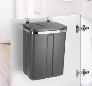 Kosz na pranie Praktyczna Kosz na śmieci, kuchenny, na odpady, śmietnik, wiszący, w kolorze szarym, 12l 4