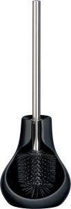 Wenko Szczotka toaletowa z silikonową główką oraz z pojemnikiem półzamkniętym z wysokiej jakości ceramiki, kolor czarny, marka WENKO 5