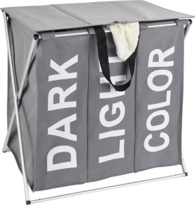 Kosz na pranie Wenko Praktyczny kosz na pranie Trio Top , kolor szary, pojemność 118 litrów, 3 komory na pranie, składany, marka WENKO 11