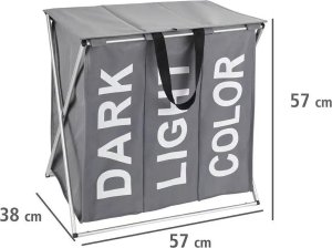 Kosz na pranie Wenko Praktyczny kosz na pranie Trio Top , kolor szary, pojemność 118 litrów, 3 komory na pranie, składany, marka WENKO 13