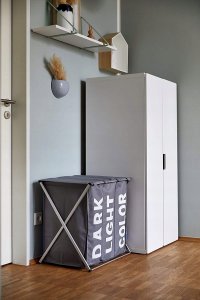 Kosz na pranie Wenko Praktyczny kosz na pranie Trio Top , kolor szary, pojemność 118 litrów, 3 komory na pranie, składany, marka WENKO 3