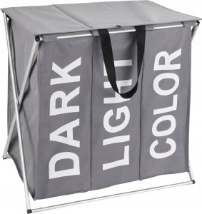 Kosz na pranie Wenko Praktyczny kosz na pranie Trio Top , kolor szary, pojemność 118 litrów, 3 komory na pranie, składany, marka WENKO 4