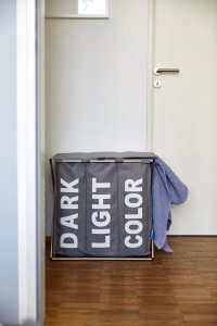 Kosz na pranie Wenko Praktyczny kosz na pranie Trio Top , kolor szary, pojemność 118 litrów, 3 komory na pranie, składany, marka WENKO 6