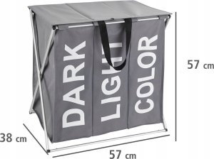 Kosz na pranie Wenko Praktyczny kosz na pranie Trio Top , kolor szary, pojemność 118 litrów, 3 komory na pranie, składany, marka WENKO 9