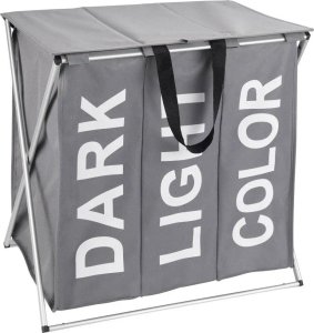 Kosz na pranie Wenko Praktyczny kosz na pranie Trio Top , kolor szary, pojemność 118 litrów, 3 komory na pranie, składany, marka WENKO 10