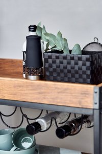 Wenko Wózek kuchenny Rustico, kolor drewna orzechowego, uchwyt na butelki, 3 poziomowy, z 4 kółkami i hamulcem postojowym, marka WENKO 5