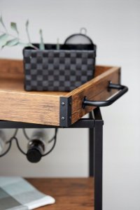 Wenko Wózek kuchenny Rustico, kolor drewna orzechowego, uchwyt na butelki, 3 poziomowy, z 4 kółkami i hamulcem postojowym, marka WENKO 6