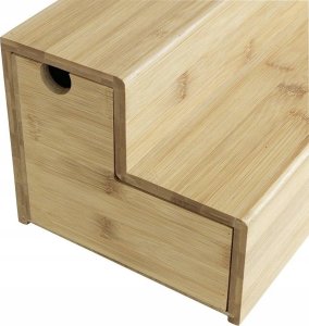 Wenko Bambusowy organizer na kawy i herbaty, brązowy, przegródki, 2 poziomy, wysuwany, antypoślizgowe nóżki, marka WENKO 5