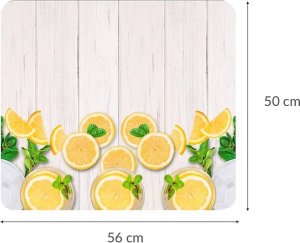 Wenko Dekoracyjna płyta kuchenna, wykonana z wysokiej jakości szkła hartowanego, odporna na zarysowania, motyw z cytrynami, marka 5