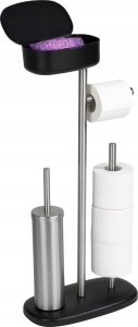 Wenko Stojak na papier i szczotkę wc z półką i koszem RIVAZZA, 4w1, czarny, WENKO 2