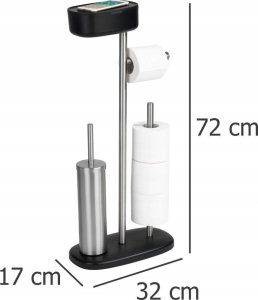 Wenko Stojak na papier i szczotkę wc z półką i koszem RIVAZZA, 4w1, czarny, WENKO 5